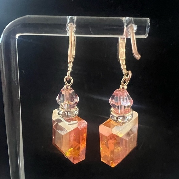 Topaz Colored beaded Drop Earrings - Pre-owned - Picture 9 of 12